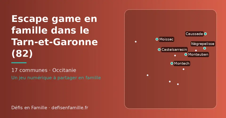 Carte schématique des 17 communes du Tarn-et-Garonne présentées sur ce site