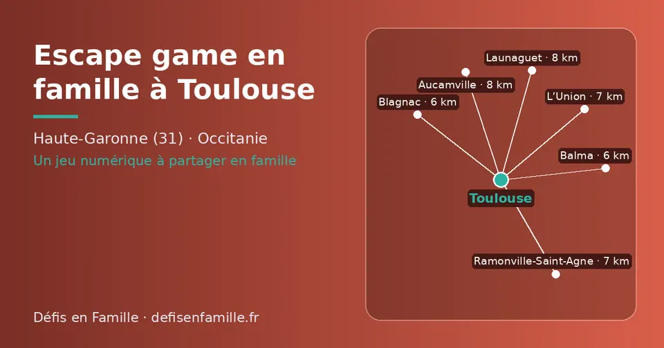 Carte schématique : Toulouse et les communes voisines présentées sur ce site (Balma, Blagnac, L’Union, Ramonville-Saint-Agne, Launaguet, Aucamville)