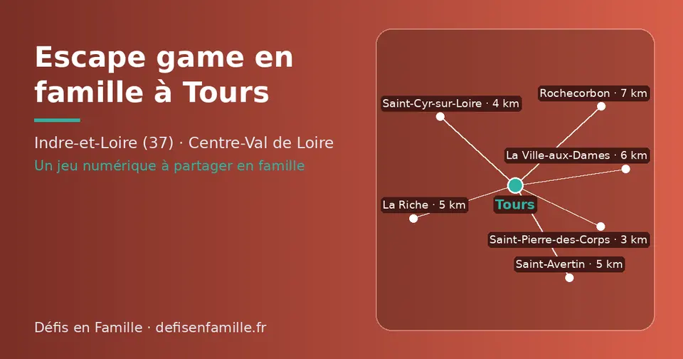 Carte schématique : Tours et les communes voisines présentées sur ce site (Saint-Pierre-des-Corps, Saint-Cyr-sur-Loire, La Riche, Saint-Avertin, La Ville-aux-Dames, Rochecorbon)