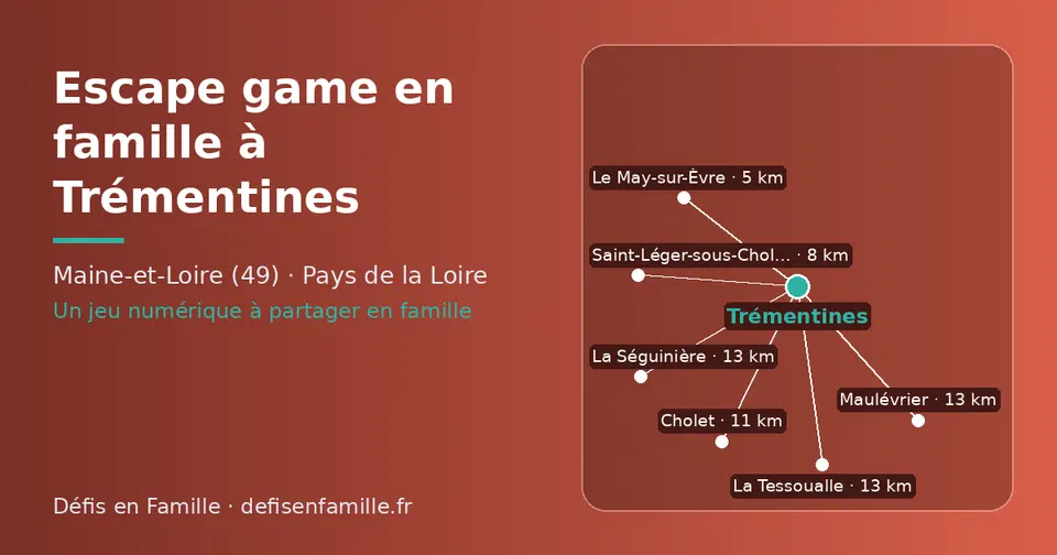 Carte schématique : Trémentines et les communes voisines présentées sur ce site (Le May-sur-Èvre, Saint-Léger-sous-Cholet, Cholet, Maulévrier, La Tessoualle, La Séguinière)