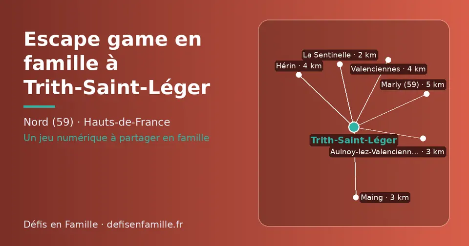 Carte schématique : Trith-Saint-Léger et les communes voisines présentées sur ce site (La Sentinelle, Maing, Aulnoy-lez-Valenciennes, Valenciennes, Hérin, Marly (59))