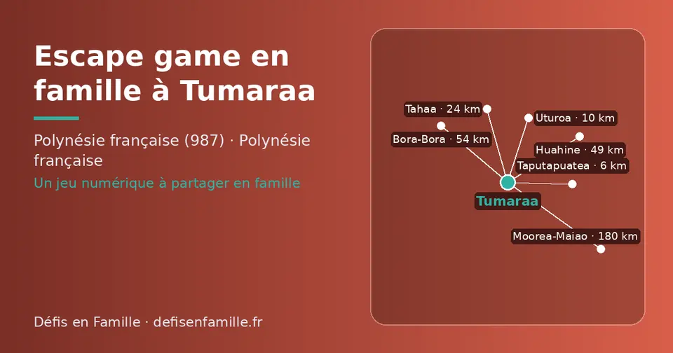Carte schématique : Tumaraa et les communes voisines présentées sur ce site (Taputapuatea, Uturoa, Tahaa, Huahine, Bora-Bora, Moorea-Maiao)