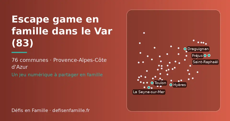 Carte schématique des 76 communes du Var présentées sur ce site