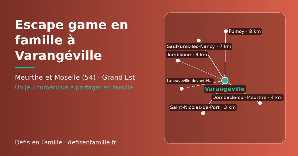 Carte schématique : Varangéville et les communes voisines présentées sur ce site (Saint-Nicolas-de-Port, Dombasle-sur-Meurthe, Laneuveville-devant-Nancy, Saulxures-lès-Nancy, Pulnoy, Tomblaine)