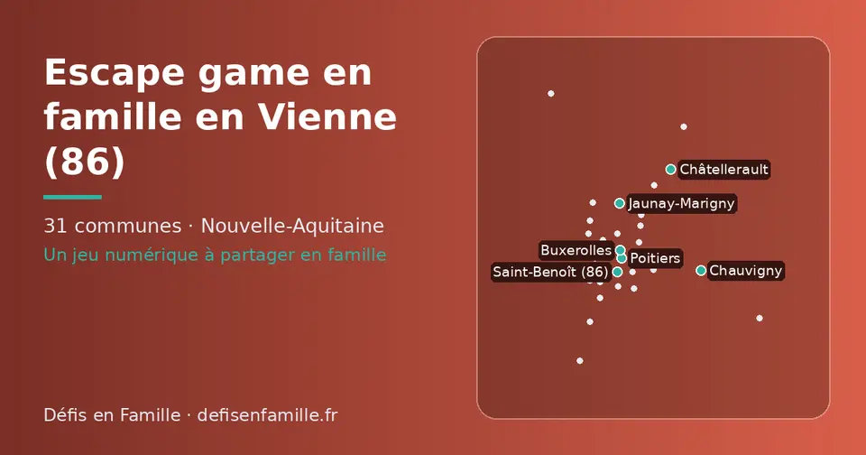 Carte schématique des 31 communes de la Vienne présentées sur ce site