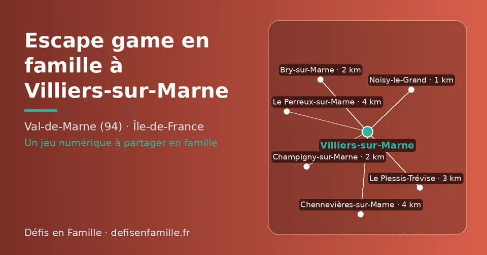 Carte schématique : Villiers-sur-Marne et les communes voisines présentées sur ce site (Noisy-le-Grand, Bry-sur-Marne, Champigny-sur-Marne, Le Plessis-Trévise, Le Perreux-sur-Marne, Chennevières-sur-Marne)