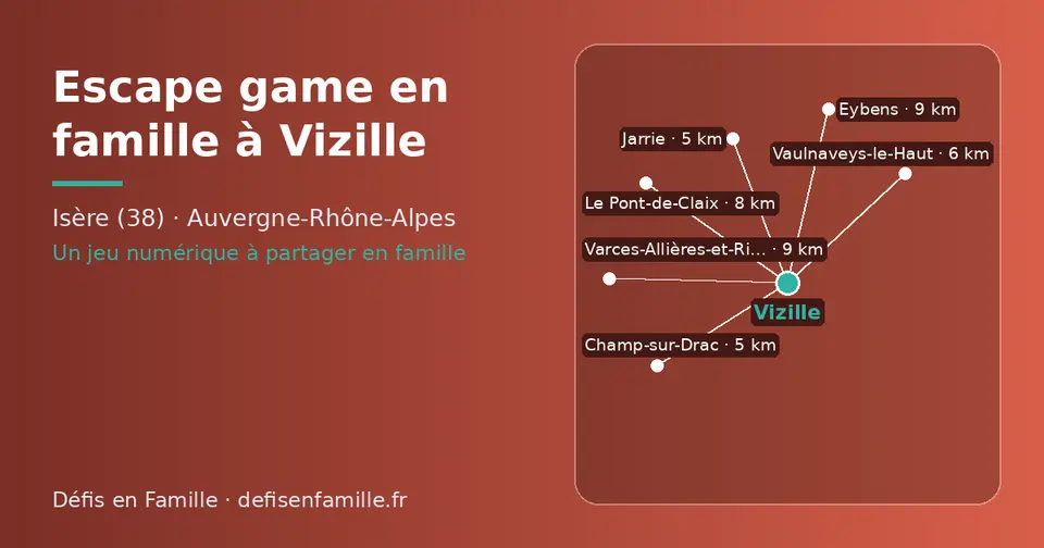 Carte schématique : Vizille et les communes voisines présentées sur ce site (Champ-sur-Drac, Jarrie, Vaulnaveys-le-Haut, Le Pont-de-Claix, Varces-Allières-et-Risset, Eybens)