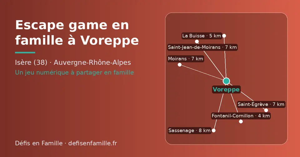 Carte schématique : Voreppe et les communes voisines présentées sur ce site (Fontanil-Cornillon, La Buisse, Saint-Égrève, Saint-Jean-de-Moirans, Moirans, Sassenage)