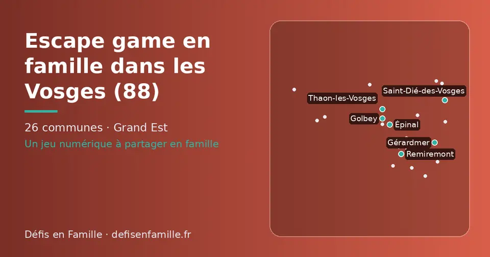 Carte schématique des 26 communes des Vosges présentées sur ce site
