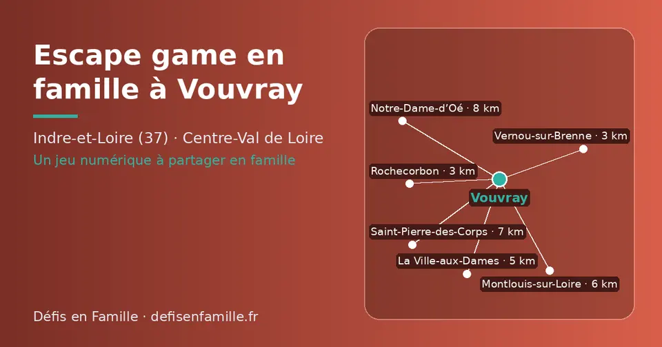 Carte schématique : Vouvray et les communes voisines présentées sur ce site (Vernou-sur-Brenne, Rochecorbon, La Ville-aux-Dames, Montlouis-sur-Loire, Saint-Pierre-des-Corps, Notre-Dame-d’Oé)