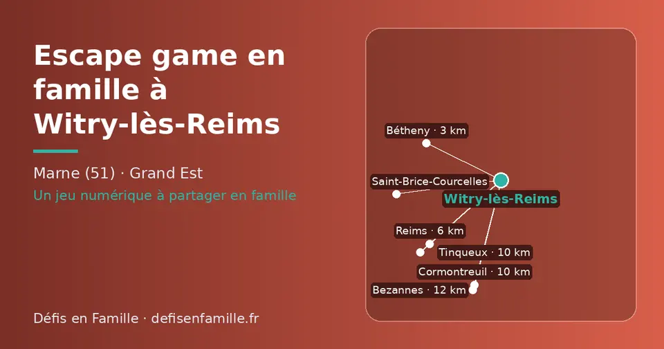Carte schématique : Witry-lès-Reims et les communes voisines présentées sur ce site (Bétheny, Reims, Saint-Brice-Courcelles, Cormontreuil, Tinqueux, Bezannes)